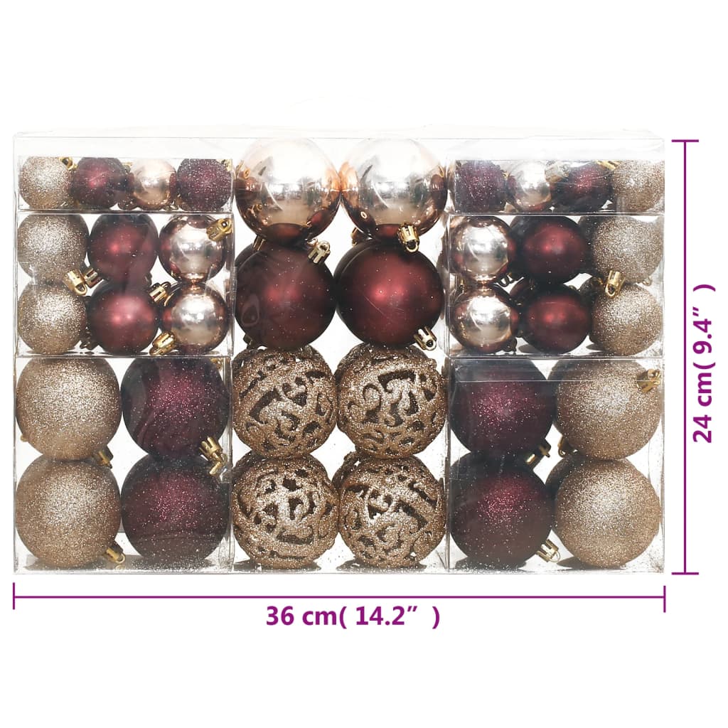 Christmas Baubles 100 pcs Champagne and Brown 3 / 4 / 6 cm - OLBRIT
