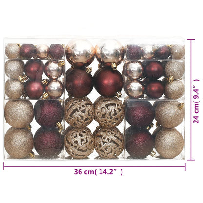 Christmas Baubles 100 pcs Champagne and Brown 3 / 4 / 6 cm - OLBRIT