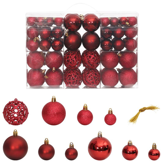Christmas Baubles 100 pcs Wine Red 3 / 4 / 6 cm - OLBRIT