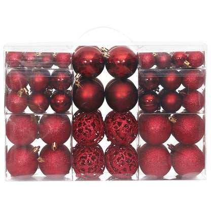 Christmas Baubles 100 pcs Wine Red 3 / 4 / 6 cm - OLBRIT