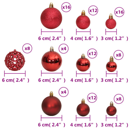 Christmas Baubles 100 pcs Wine Red 3 / 4 / 6 cm - OLBRIT