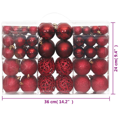 Christmas Baubles 100 pcs Wine Red 3 / 4 / 6 cm - OLBRIT
