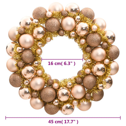 Christmas Wreath Rose Gold 45 cm Polystyrene - OLBRIT