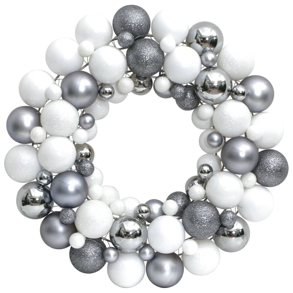Christmas Wreath White and Grey 45 cm Polystyrene - OLBRIT