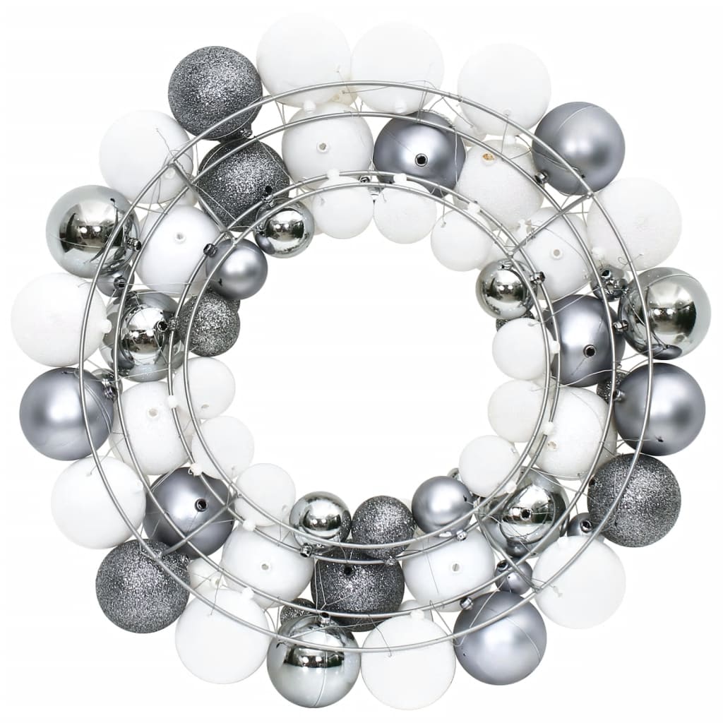 Christmas Wreath White and Grey 45 cm Polystyrene - OLBRIT