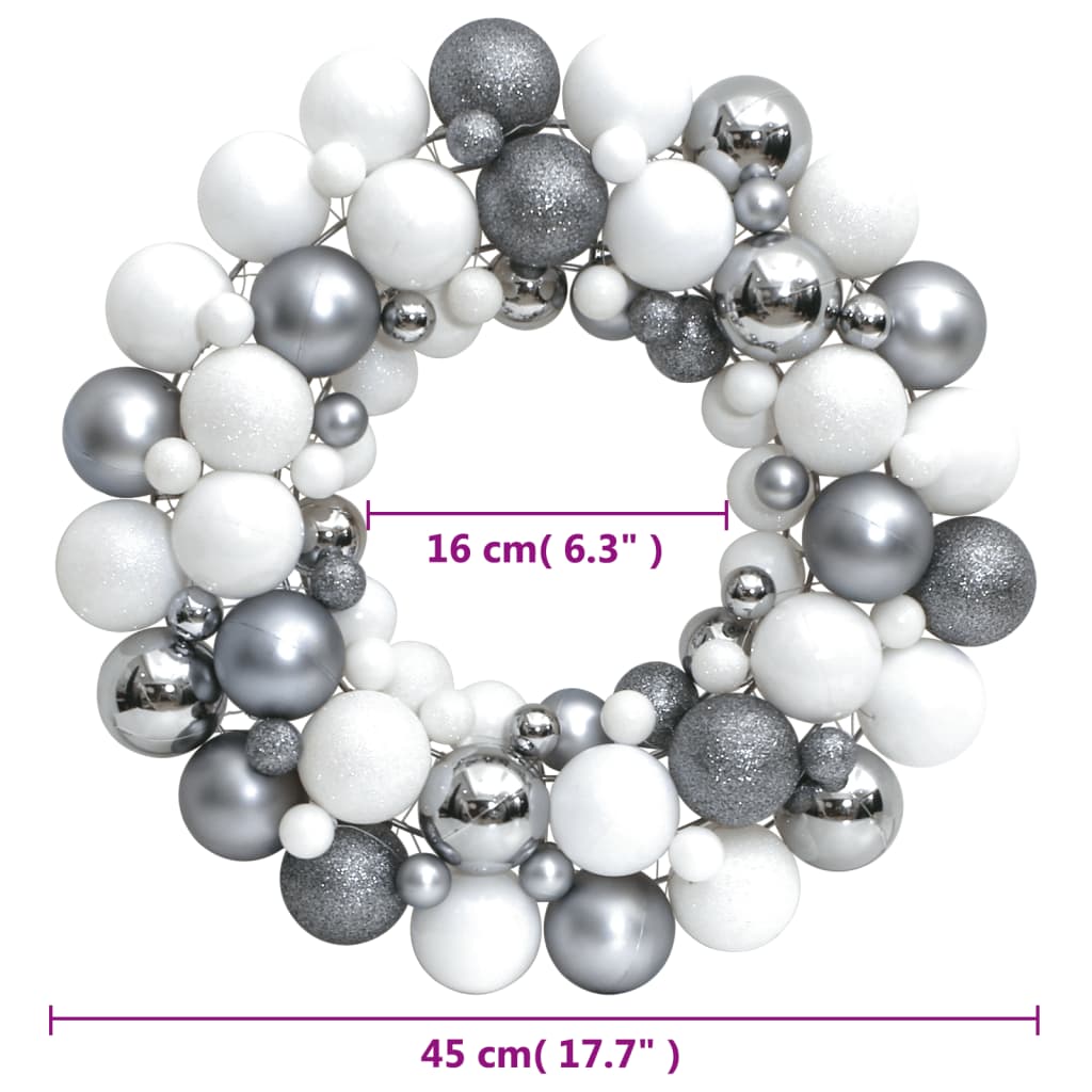 Christmas Wreath White and Grey 45 cm Polystyrene - OLBRIT