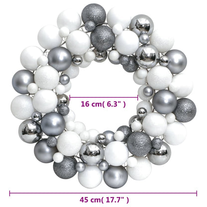 Christmas Wreath White and Grey 45 cm Polystyrene - OLBRIT