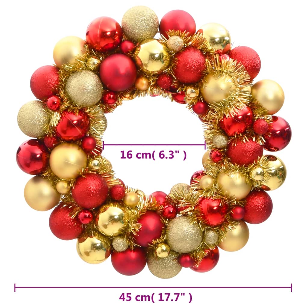 Christmas Wreath Red and Gold 45 cm Polystyrene - OLBRIT