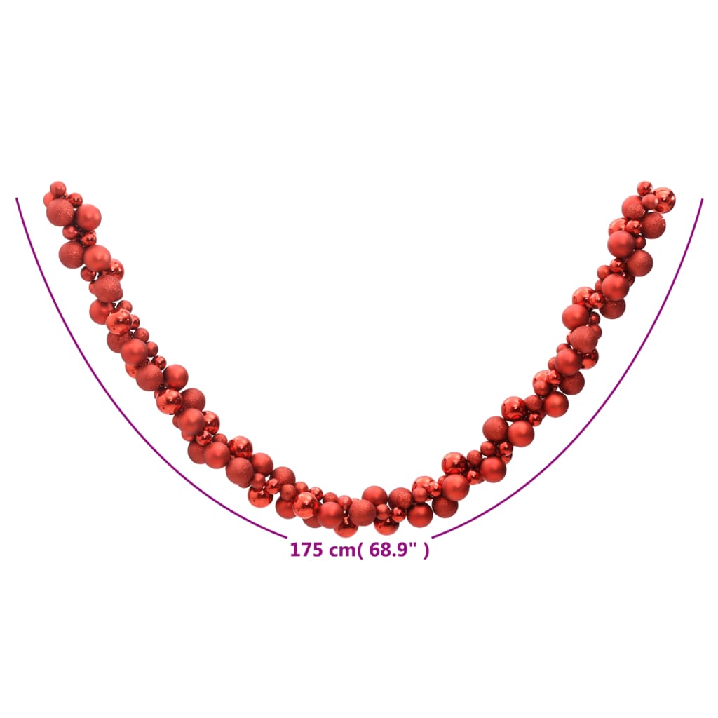 Christmas Balls Garland Red 175 cm Polystyrene - OLBRIT