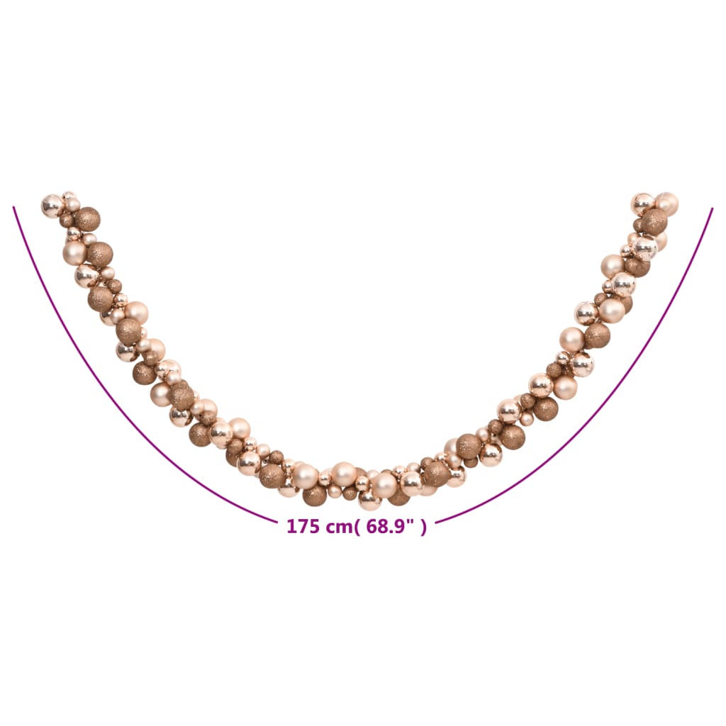 Christmas Balls Garland Rose Gold 175 cm Polystyrene - OLBRIT