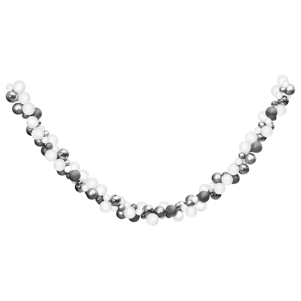 Christmas Balls Garland White and Grey 175 cm Polystyrene - OLBRIT