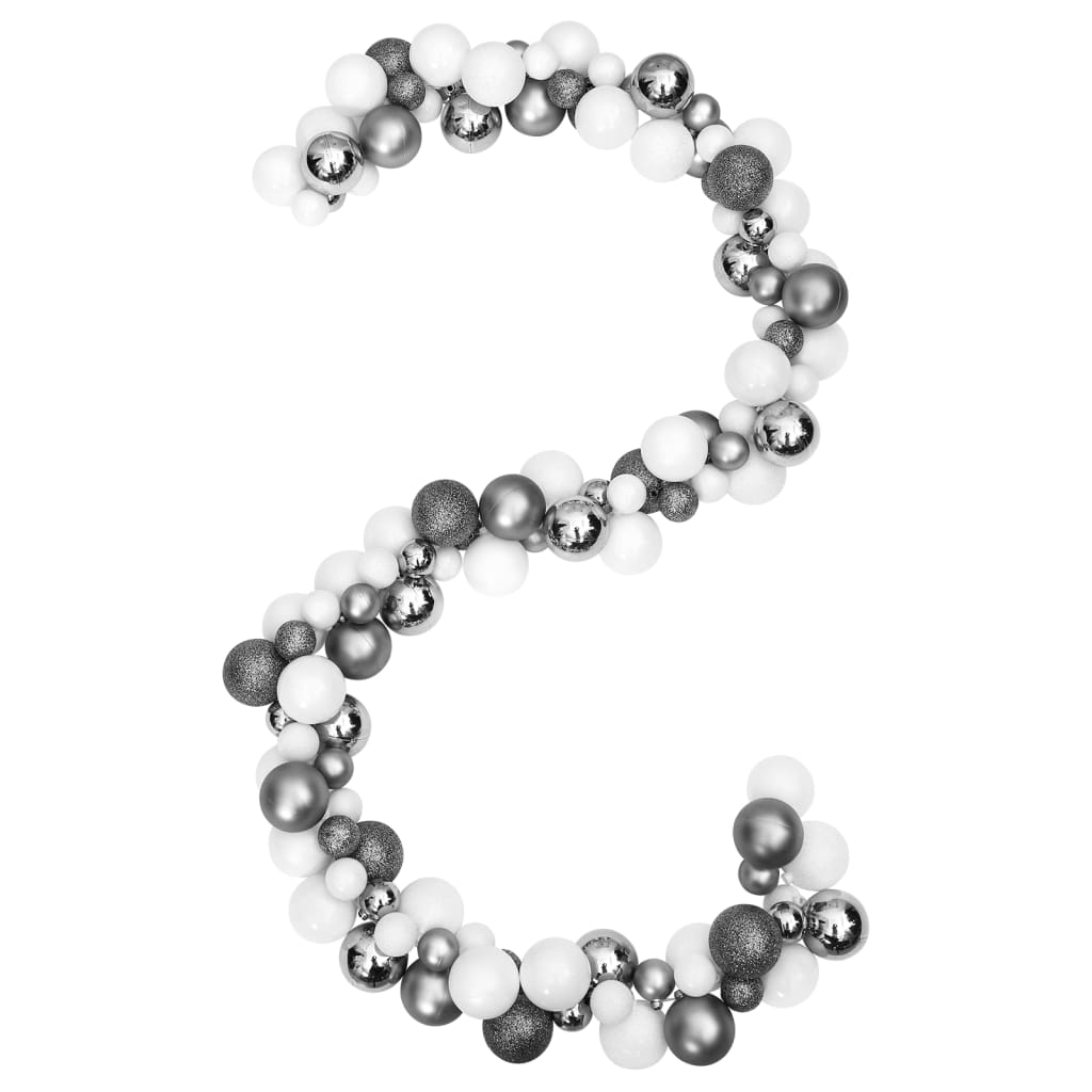 Christmas Balls Garland White and Grey 175 cm Polystyrene - OLBRIT