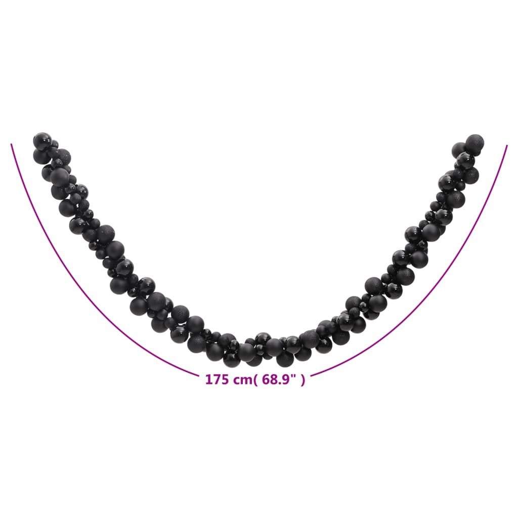 Christmas Balls Garland Black 175 cm Polystyrene - OLBRIT