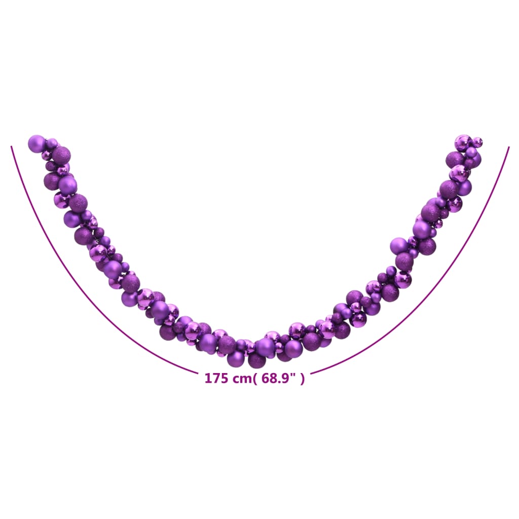 Christmas Balls Garland Purple 175 cm Polystyrene - OLBRIT