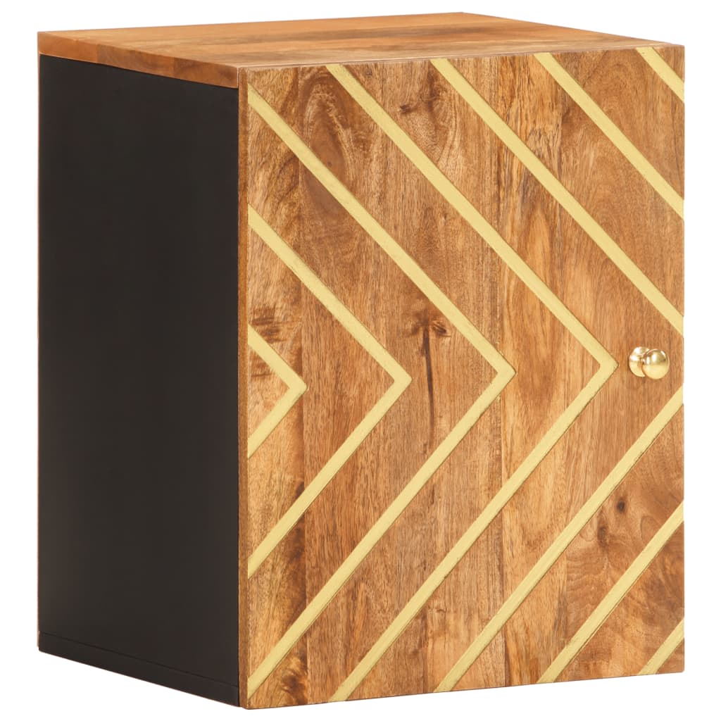 Bathroom Wall Cabinet Brown and Black Solid Wood Mango - OLBRIT