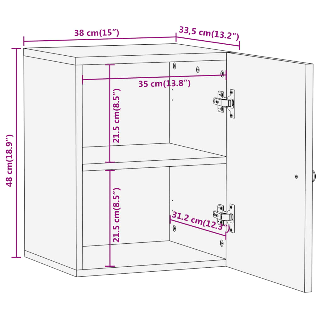 Bathroom Wall Cabinet Brown and Black Solid Wood Mango - OLBRIT