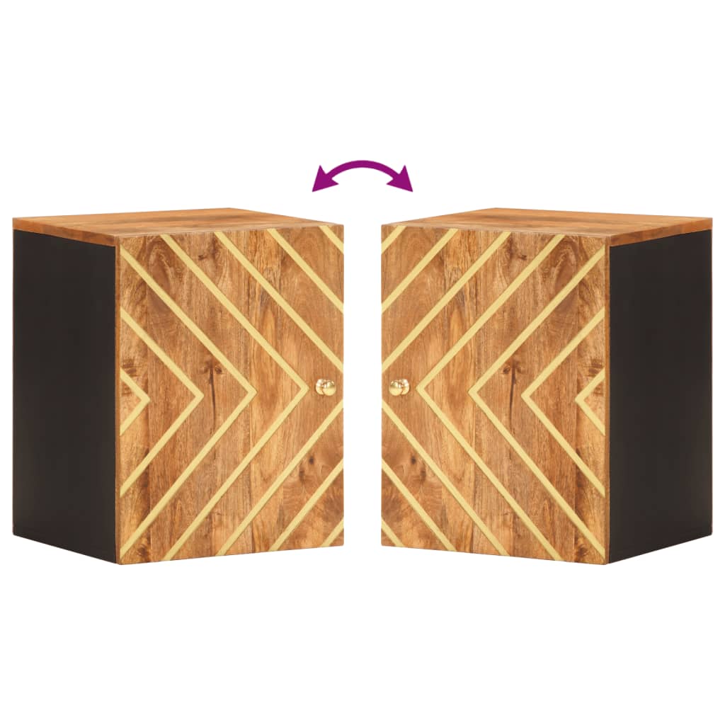 Bathroom Wall Cabinet Brown and Black Solid Wood Mango - OLBRIT