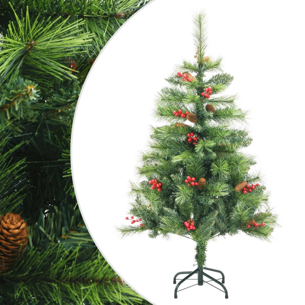 Artificial Hinged Christmas Tree with Cones and Berries 150 cm - OLBRIT