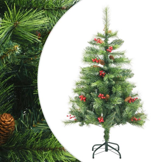 Artificial Hinged Christmas Tree with Cones and Berries 150 cm - OLBRIT