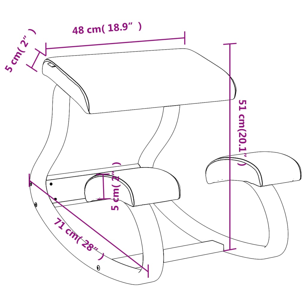 vidaXL Kneeling Chair Brown 48x71x51 cm Birch Plywood - OLBRIT