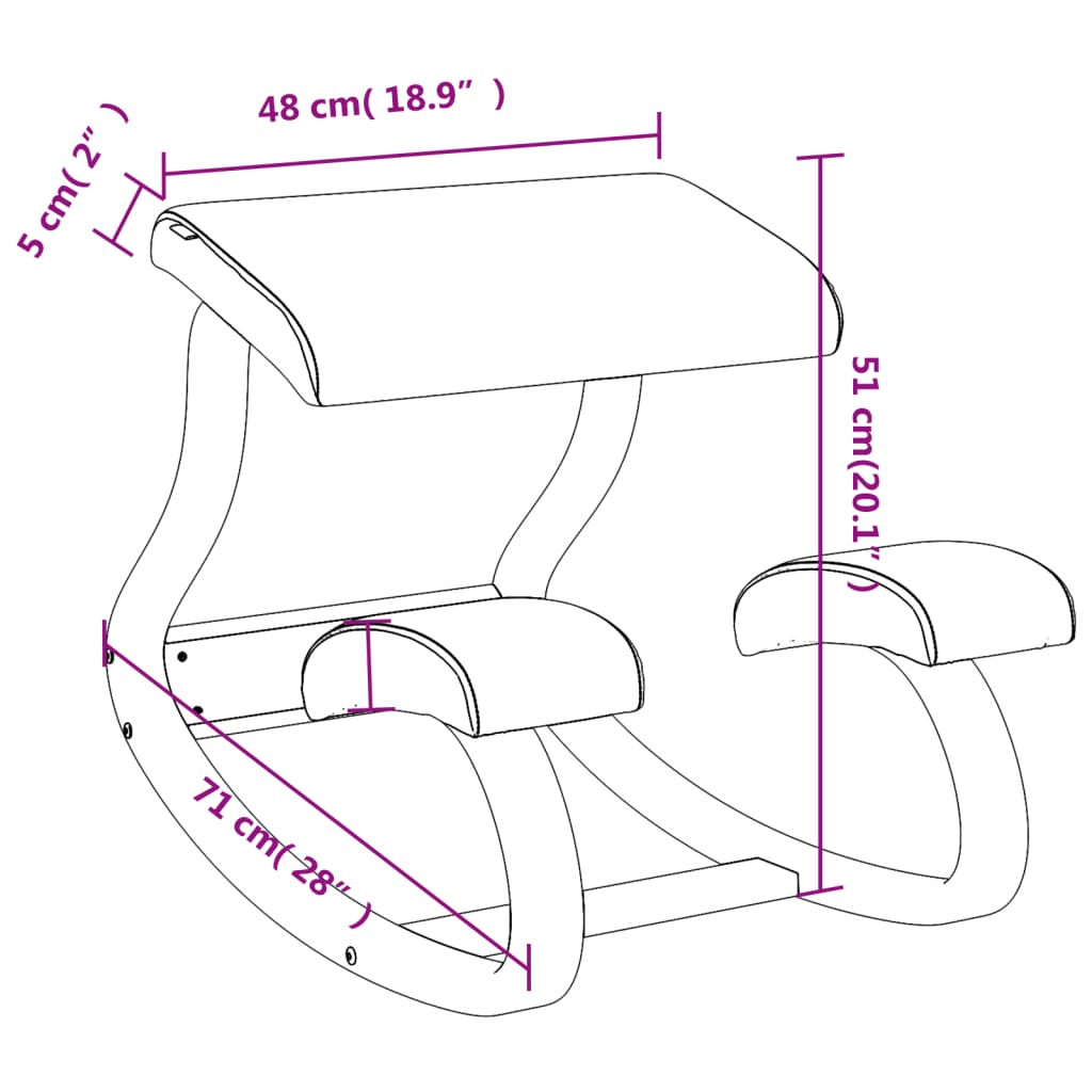 vidaXL Kneeling Chair Cream 48x71x51 cm Birch Plywood - OLBRIT