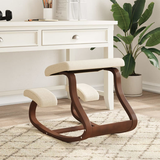 vidaXL Kneeling Chair Cream 48x71x51 cm Birch Plywood - OLBRIT