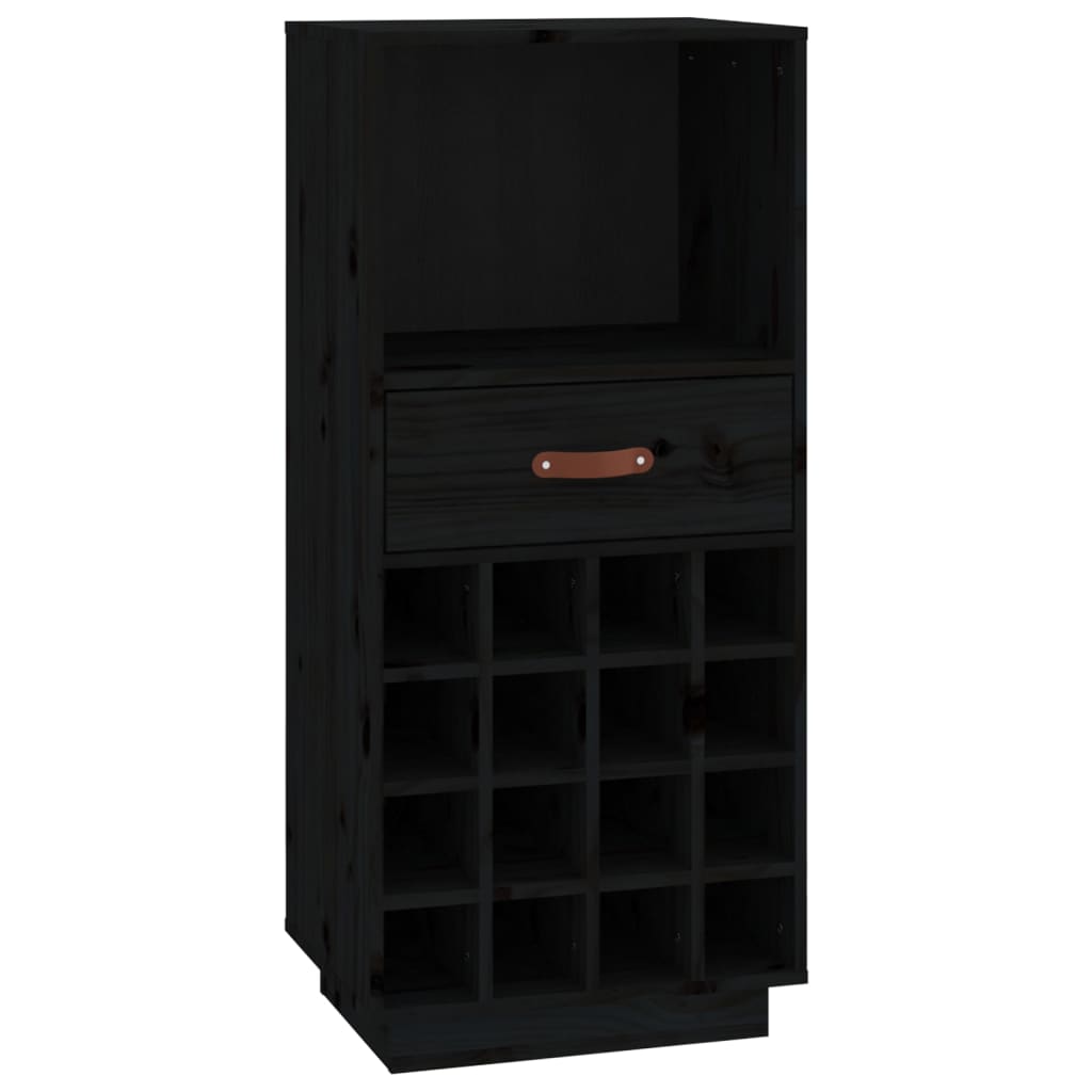 Wine Cabinet Black 45x34x100 cm Solid Wood Pine - OLBRIT