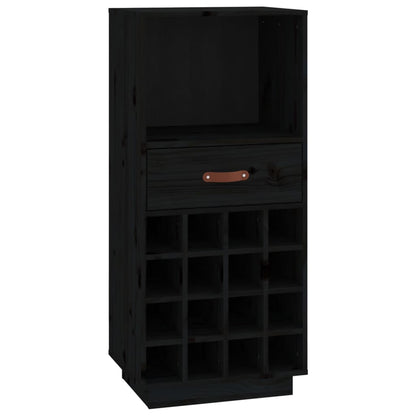 Wine Cabinet Black 45x34x100 cm Solid Wood Pine - OLBRIT