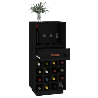 Wine Cabinet Black 45x34x100 cm Solid Wood Pine - OLBRIT