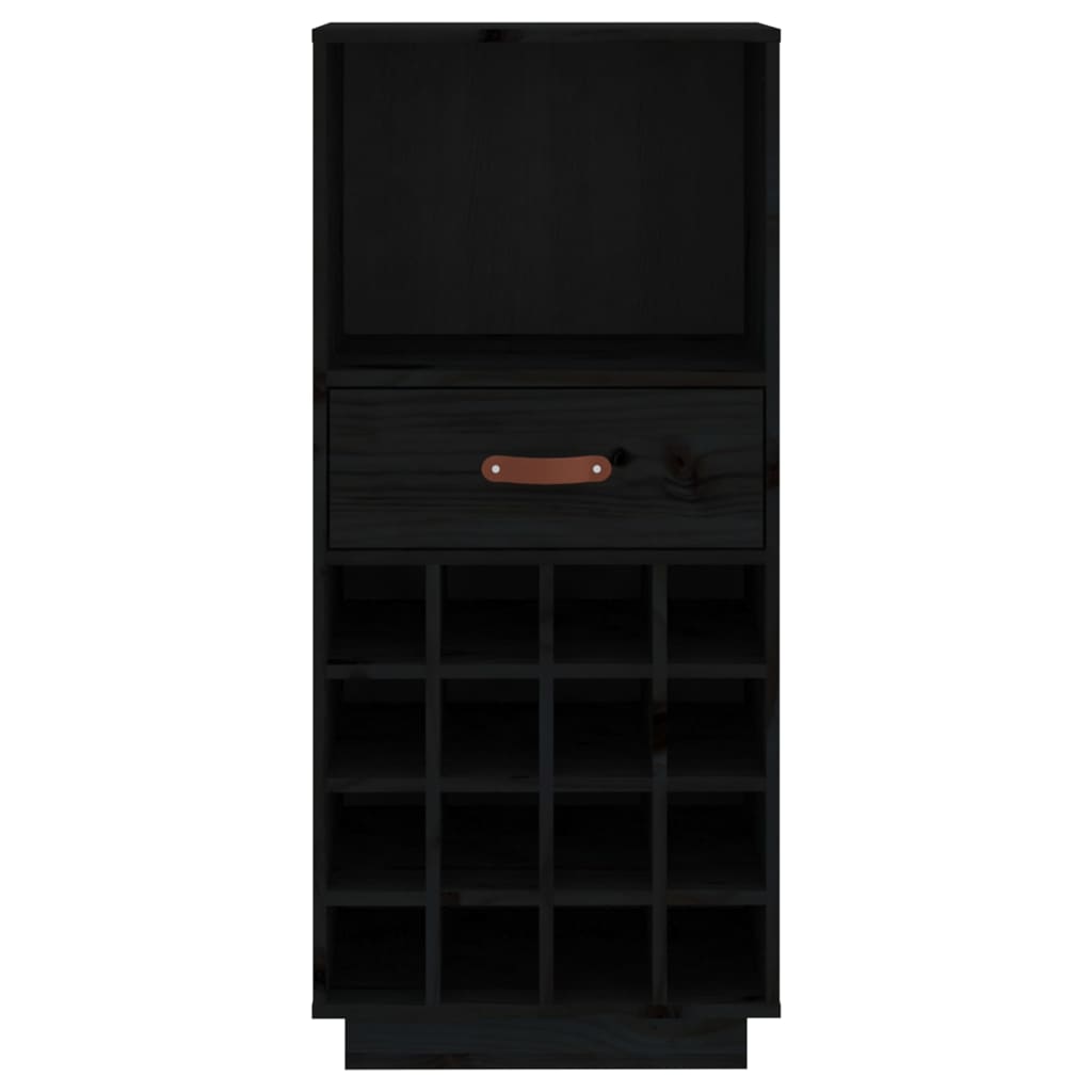 Wine Cabinet Black 45x34x100 cm Solid Wood Pine - OLBRIT