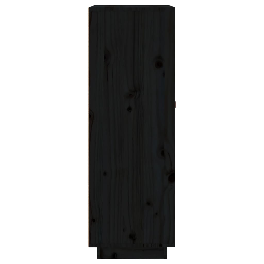 Wine Cabinet Black 45x34x100 cm Solid Wood Pine - OLBRIT