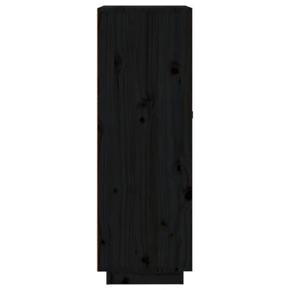 Wine Cabinet Black 45x34x100 cm Solid Wood Pine - OLBRIT