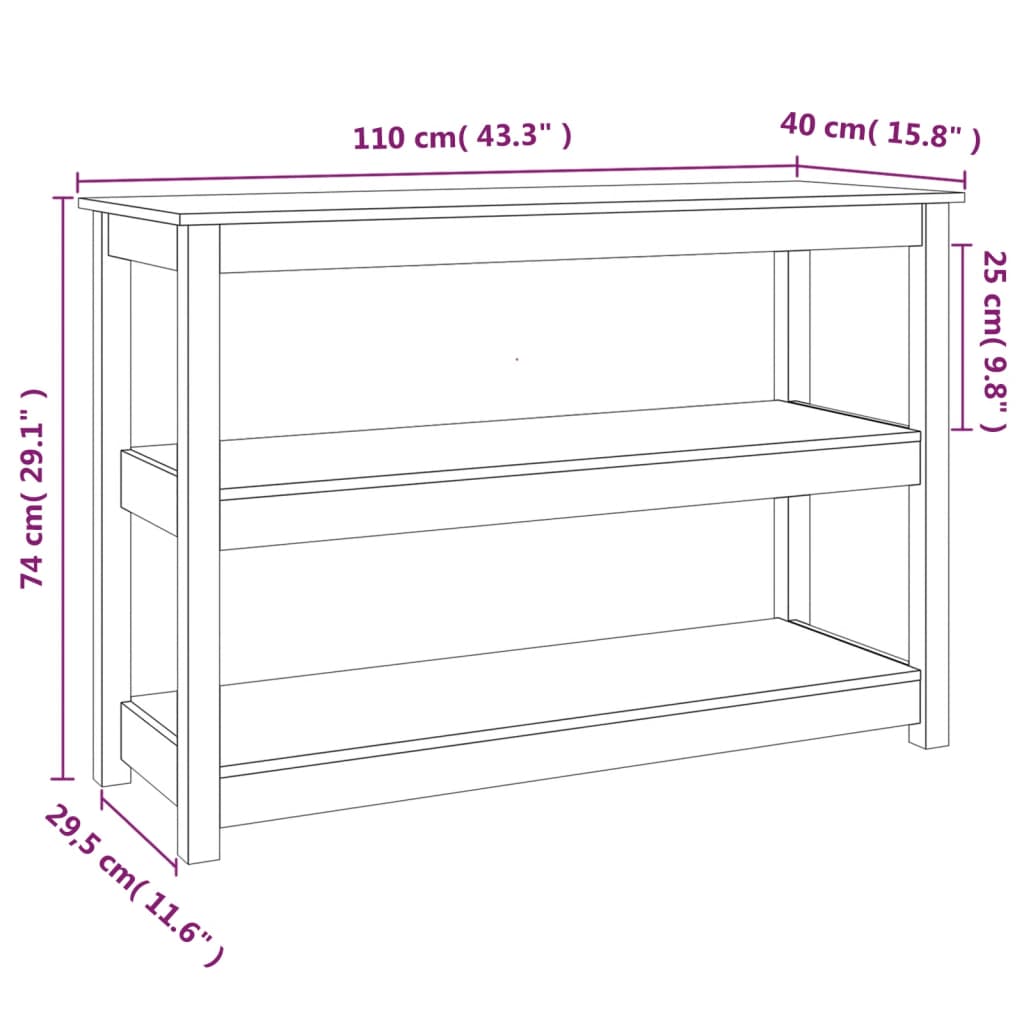 Console Table 110x40x74 cm Solid Wood Pine - OLBRIT
