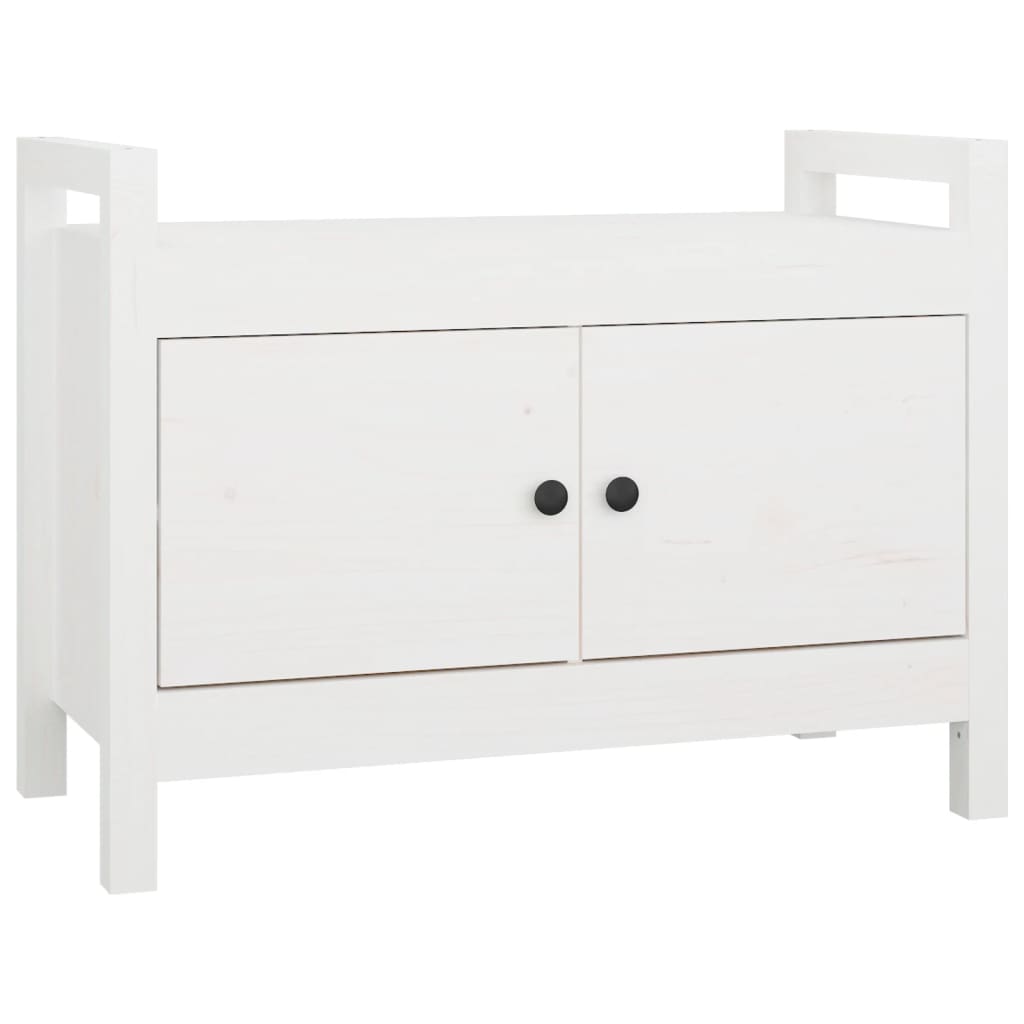 Hall Bench White 80x40x60 cm Solid Wood Pine - OLBRIT