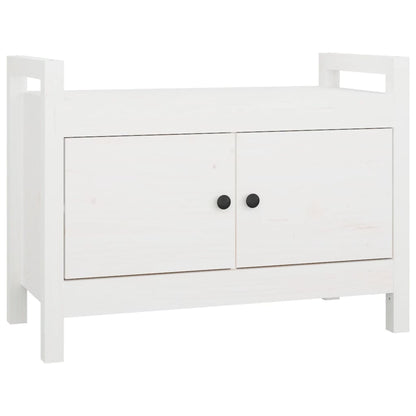 Hall Bench White 80x40x60 cm Solid Wood Pine - OLBRIT