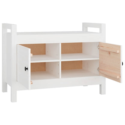 Hall Bench White 80x40x60 cm Solid Wood Pine - OLBRIT