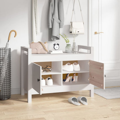 Hall Bench White 80x40x60 cm Solid Wood Pine - OLBRIT