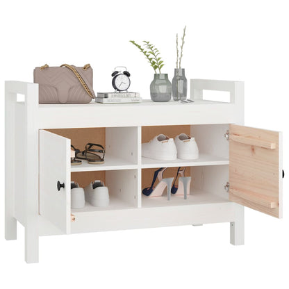 Hall Bench White 80x40x60 cm Solid Wood Pine - OLBRIT