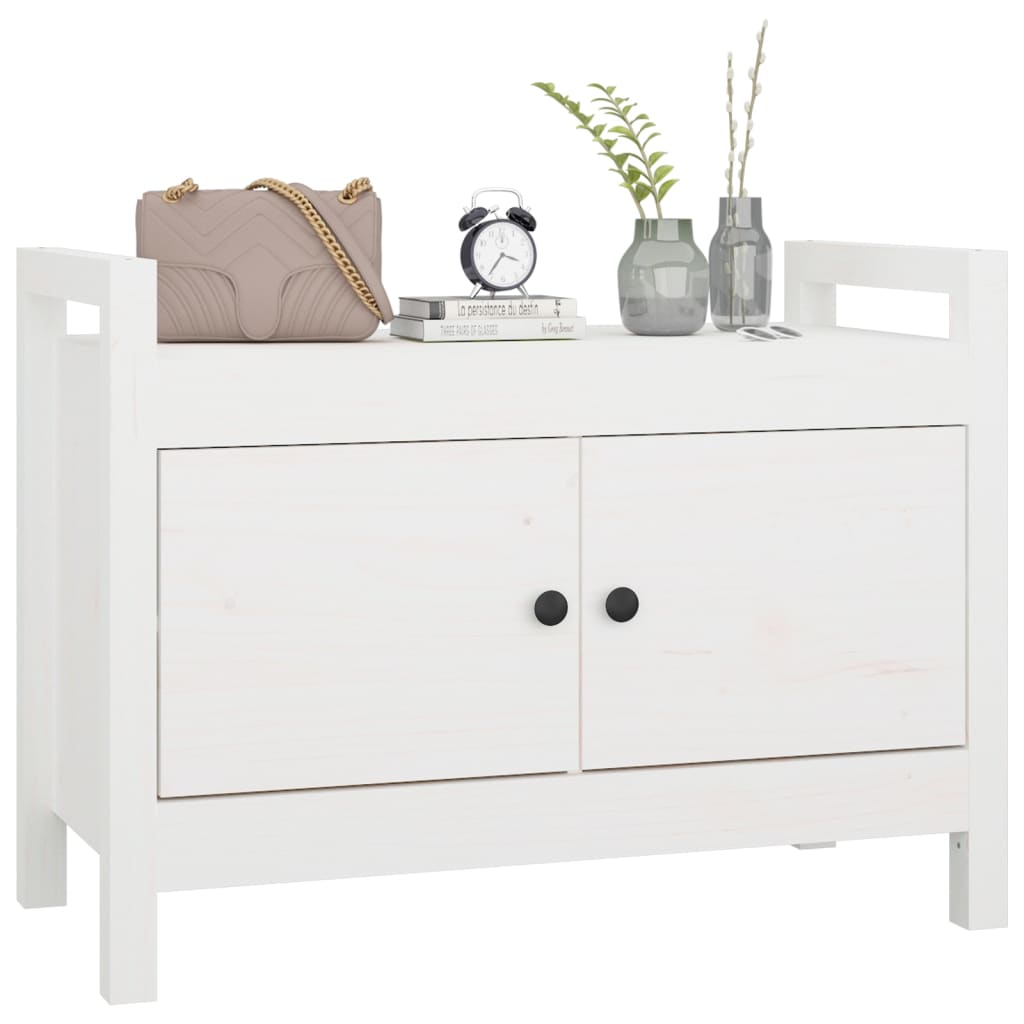 Hall Bench White 80x40x60 cm Solid Wood Pine - OLBRIT