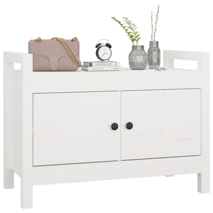 Hall Bench White 80x40x60 cm Solid Wood Pine - OLBRIT