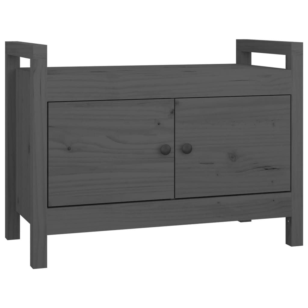 Hall Bench Grey 80x40x60 cm Solid Wood Pine - OLBRIT