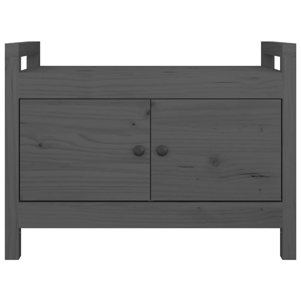 Hall Bench Grey 80x40x60 cm Solid Wood Pine - OLBRIT