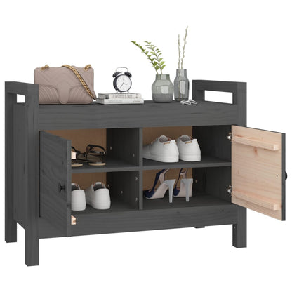 Hall Bench Grey 80x40x60 cm Solid Wood Pine - OLBRIT