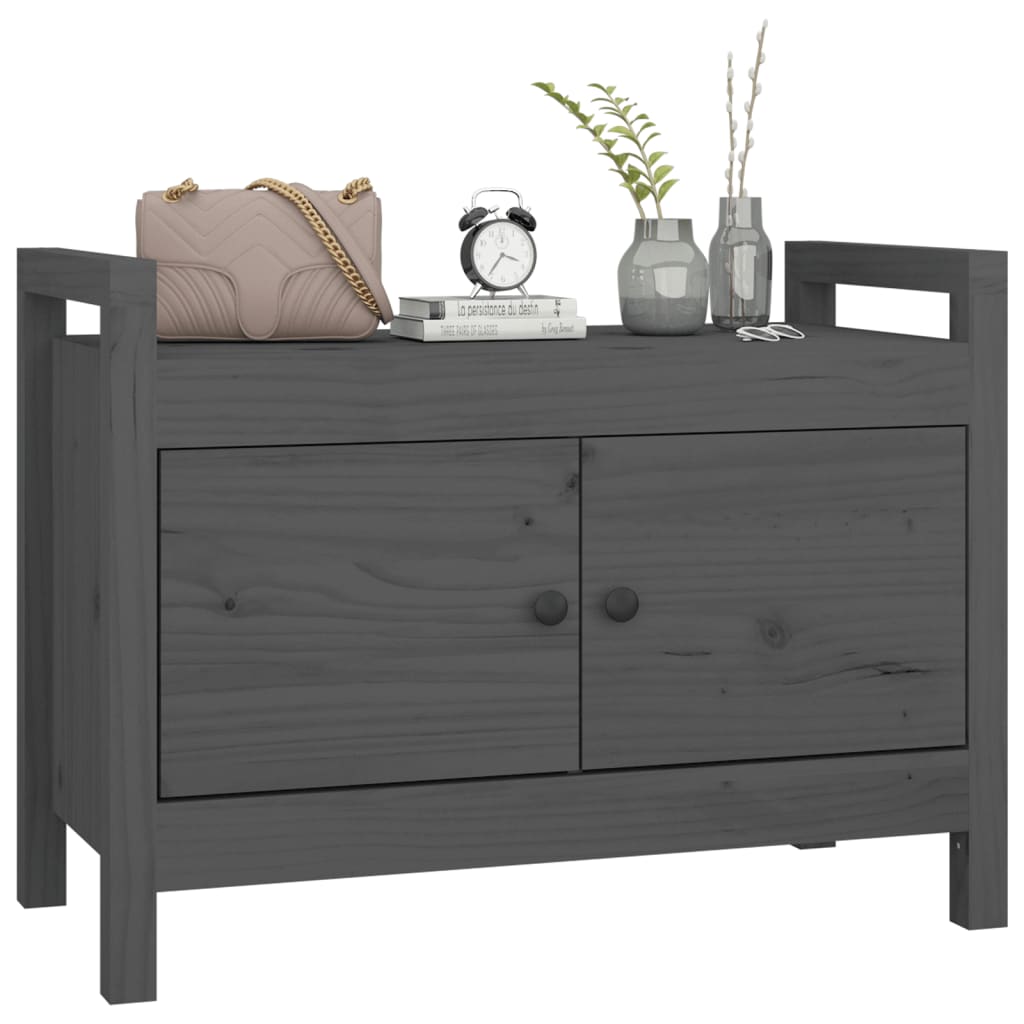 Hall Bench Grey 80x40x60 cm Solid Wood Pine - OLBRIT
