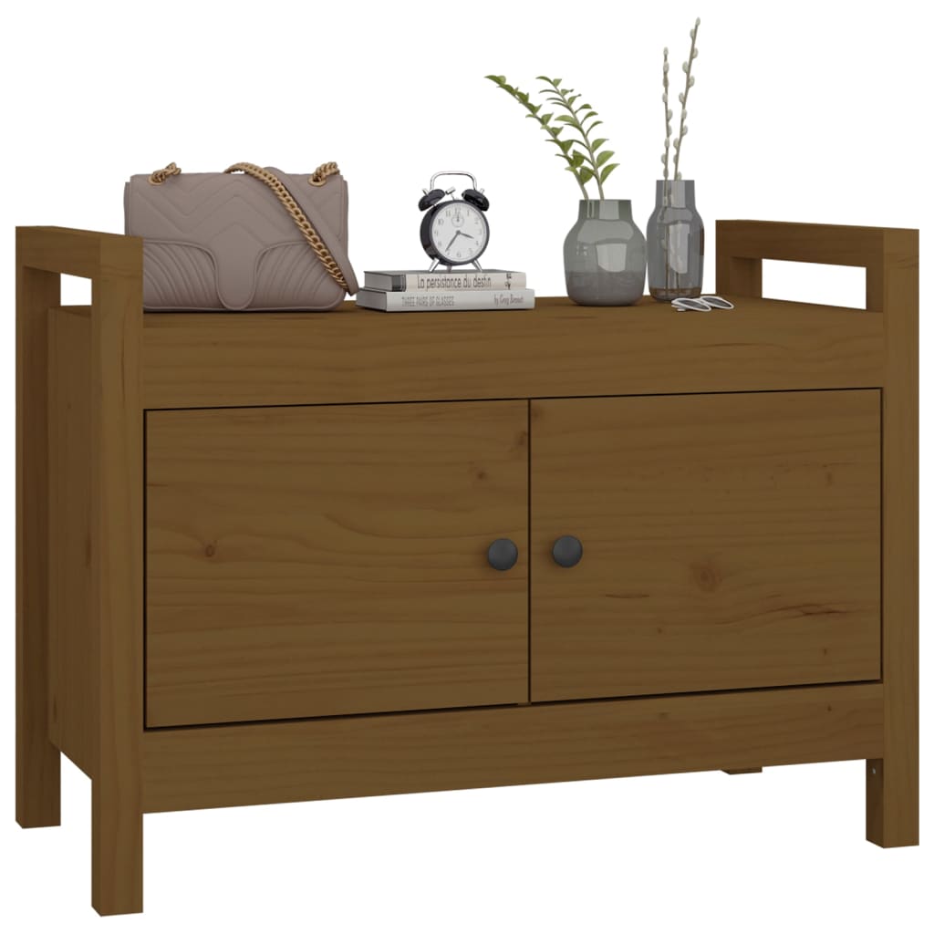 Hall Bench Honey Brown 80x40x60 cm Solid Wood Pine - OLBRIT
