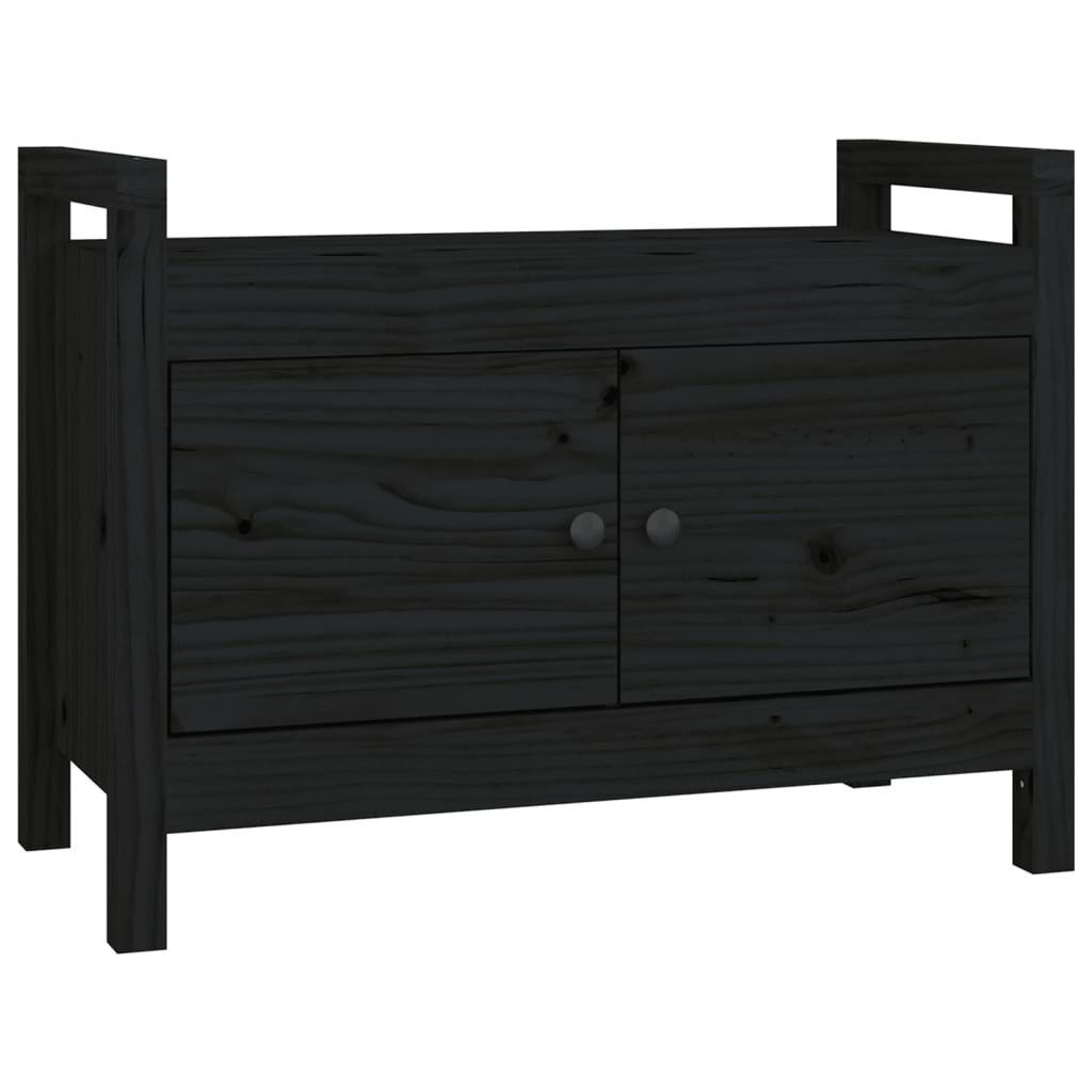 Hall Bench Black 80x40x60 cm Solid Wood Pine - OLBRIT