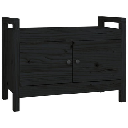 Hall Bench Black 80x40x60 cm Solid Wood Pine - OLBRIT
