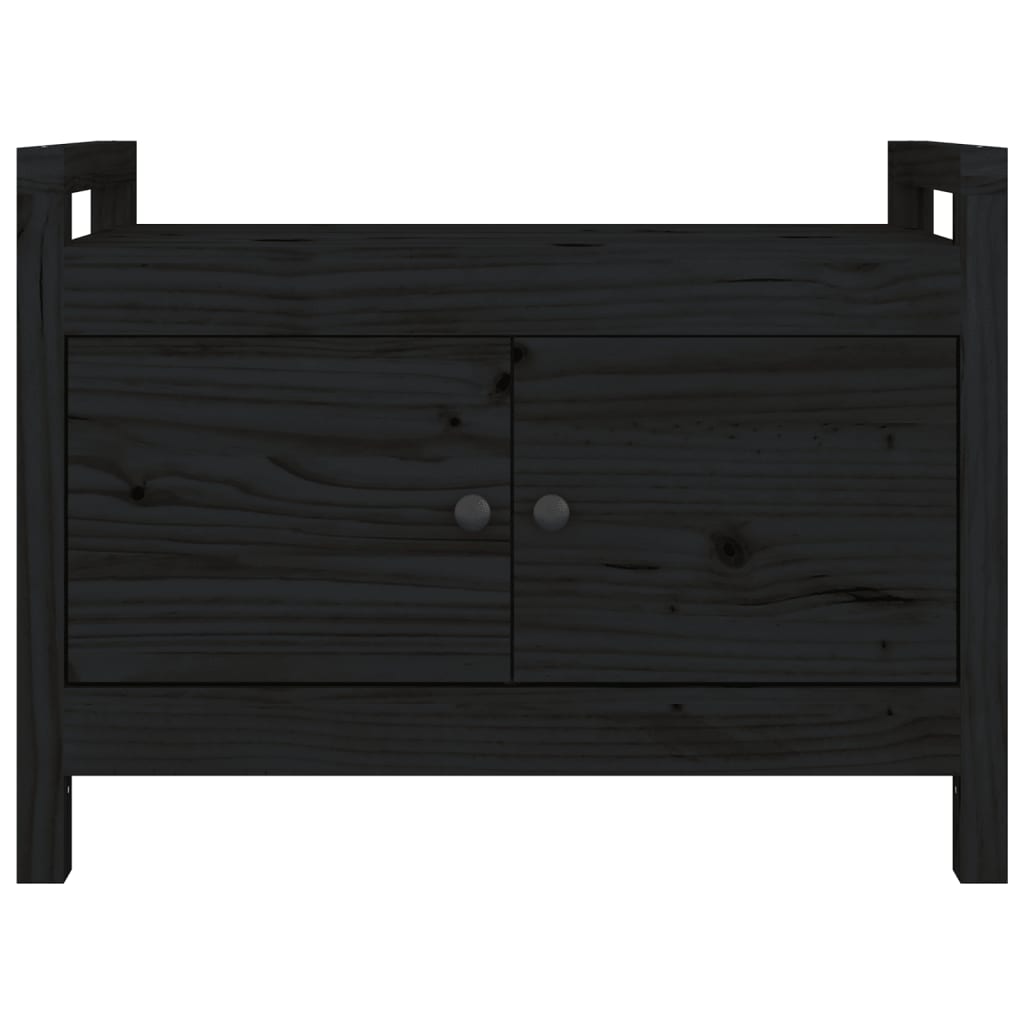 Hall Bench Black 80x40x60 cm Solid Wood Pine - OLBRIT