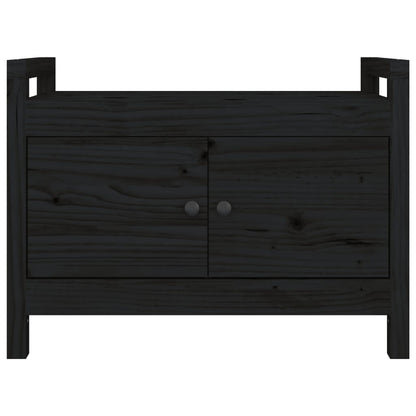 Hall Bench Black 80x40x60 cm Solid Wood Pine - OLBRIT
