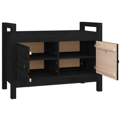 Hall Bench Black 80x40x60 cm Solid Wood Pine - OLBRIT